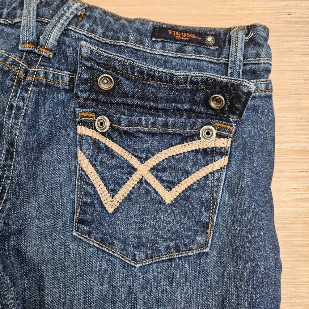 Y2K Vigoss Bootcut Jeans Womens 9 32x32 Blue Denim Stretch Low Rise P1091M